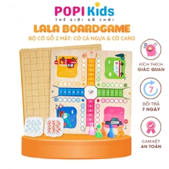 Boardgame Gỗ 2in1 Lala, Cờ Caro & Cờ Cá Ngựa | Đồ Chơi Tư Duy Logic Cho Bé, Thương Hiệu Lalala Baby