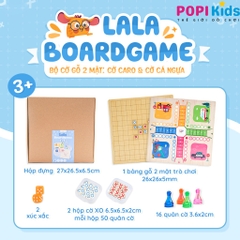 Boardgame Gỗ 2in1 Lala, Cờ Caro & Cờ Cá Ngựa | Đồ Chơi Tư Duy Logic Cho Bé, Thương Hiệu Lalala Baby