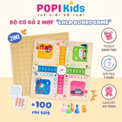 Boardgame Gỗ 2in1 Lala, Cờ Caro & Cờ Cá Ngựa | Đồ Chơi Tư Duy Logic Cho Bé, Thương Hiệu Lalala Baby