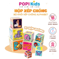 [Tháp Xếp Chồng] Đồ chơi hình khối xếp tầng cho bé 1-7 tuổi - 10 hộp phát triển tư duy | Lalala Baby