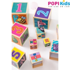 [Tháp Xếp Chồng] Đồ chơi hình khối xếp tầng cho bé 1-7 tuổi - 10 hộp phát triển tư duy | Lalala Baby