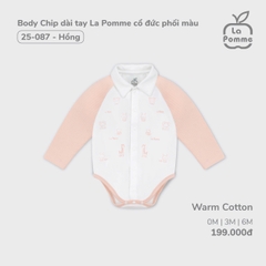 (0M-6M) LP S40 - Body Chip dài tay La Pomme cổ đức phối màu - Hồng