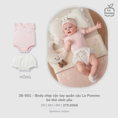 (3M-9M) LP - Body chip cộc tay quần cộc La Pomme bé thỏ xinh yêu - Hồng