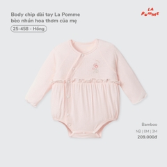 (NB-3M) LP - Body chip dài tay La Pomme bèo nhún hoa thơm của mẹ - Hồng