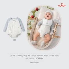 (NB-3M) LP - Body chip dài tay La Pomme đoàn tàu bé tí xíu - Ghi