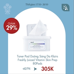 Toner Pad Dưỡng Sáng Da Klairs Freshly Juiced Vitamin Skin Prep 80Pads
