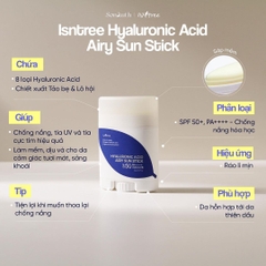 Thanh Lăn Chống Nắng Isntree Hyaluronic Acid Airy Sun Stick SPF50 22g