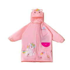 Áo mưa trẻ em chống nước cao cấp có khoá kéo, Nhà sách Tom, áo mưa cho bé thiết kế đeo balo được