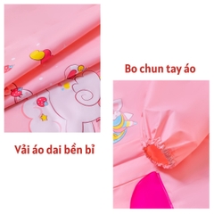 Áo mưa trẻ em chống nước cao cấp có khoá kéo, Nhà sách Tom, áo mưa cho bé thiết kế đeo balo được