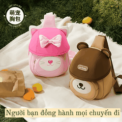 Túi đeo vai hình gấu cho bé Worm's home túi đeo chéo mini dễ thương, gọn nhẹ, tiện mang đi chơi R137