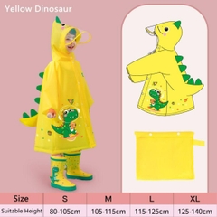 Áo mưa trẻ em chống nước cao cấp có khoá kéo, Nhà sách Tom, áo mưa cho bé thiết kế đeo balo được