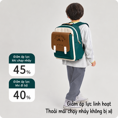Balo học sinh tiểu học Worm's home balo cao cấp chống gù balo cho bé siêu nhẹ chống nước nhiều ngăn - KimChi Kids - S0050 xanh