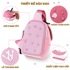 Túi đeo chéo, túi đeo vai trái dâu màu hồng Nohoo cho bé, túi mini dễ thương, nhẹ, phù hợp bé đi chơi hằng ngày
