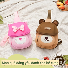 Túi đeo vai hình gấu cho bé Worm's home túi đeo chéo mini dễ thương, gọn nhẹ, tiện mang đi chơi R137