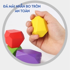 Đồ chơi Tumi-ishi đá xếp chồng cân bằng Montessori – Đồ chơi gỗ thông minh rèn luyện kỹ năng cho bé từ 3 tuổi