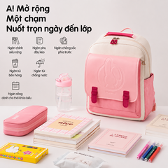 Balo học sinh tiểu học Worm's home balo cao cấp chống gù balo cho bé siêu nhẹ chống nước nhiều ngăn - KimChi Kids