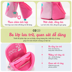 Hộp bút học sinh Worm's home hộp đựng bút nhiều ngăn tiện lợi có thể đứng được U13- KimChi Kids