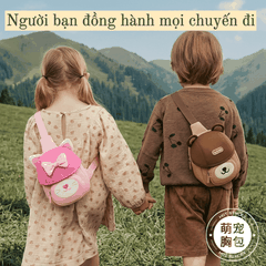 Túi đeo vai hình gấu cho bé Worm's home túi đeo chéo mini dễ thương, gọn nhẹ, tiện mang đi chơi R137