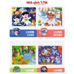 Bộ Đồ Chơi Tranh Ghép Hình Montessori 100 miếng, Buludy, đồ chơi giáo dục cho bé từ 3 tuổi