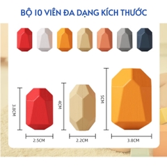 Đồ chơi Tumi-ishi đá xếp chồng cân bằng Montessori – Đồ chơi gỗ thông minh rèn luyện kỹ năng cho bé từ 3 tuổi