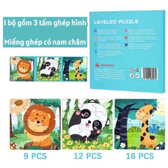 Bộ Đồ Chơi Tranh Ghép Hình Montessori Nam Châm 3 Trong 1 nhiều cấp độ, Buludy, cho bé từ 3 tuổi