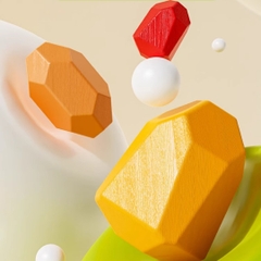 Đồ chơi Tumi-ishi đá xếp chồng cân bằng Montessori – Đồ chơi gỗ thông minh rèn luyện kỹ năng cho bé từ 3 tuổi