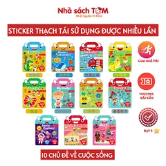 Sách dán sticker thạch Keybaby, đồ chơi bóc dán không rách dùng được nhiều lần