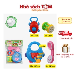 Đồ chơi lục lạc cầm tay cho bé,bộ đồ chơi xúc xắc, Hoàng Thu Toys,nhựa nguyên sinh an toàn cho bé