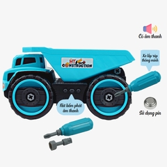Đồ chơi xe xây dựng mô hình cho bé,xe lắp ráp thông minh có âm thanh,Hoàng Thu Toys,nhựa nguyên sinh