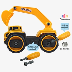 Đồ chơi xe xây dựng mô hình cho bé,xe lắp ráp thông minh có âm thanh,Hoàng Thu Toys,nhựa nguyên sinh