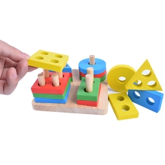 Đồ chơi giáo dục thông minh thả hình khối cọc gỗ, đồ chơi Montessori giúp bé phát triển trí tuệ