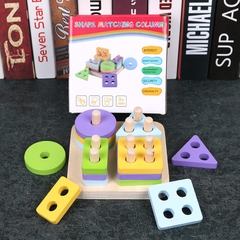 Đồ chơi giáo dục thông minh thả hình khối cọc gỗ, đồ chơi Montessori giúp bé phát triển trí tuệ