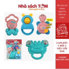 Đồ chơi lục lạc cầm tay cho bé,bộ đồ chơi xúc xắc, Hoàng Thu Toys,nhựa nguyên sinh an toàn cho bé