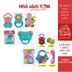 Đồ chơi lục lạc cầm tay cho bé,bộ đồ chơi xúc xắc, Hoàng Thu Toys,nhựa nguyên sinh an toàn cho bé