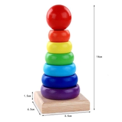 Đồ chơi giáo dục thông minh, tháp cầu vồng bằng gỗ, đồ chơi Montessori giúp bé phát triển trí tuệ