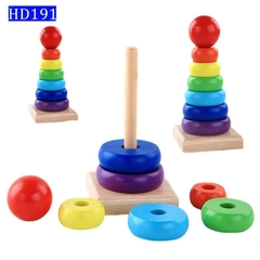 Đồ chơi giáo dục thông minh, tháp cầu vồng bằng gỗ, đồ chơi Montessori giúp bé phát triển trí tuệ