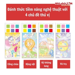 Tập tranh vẽ màu nước Keybaby tranh màu nước nén kèm cọ 24 trang kích thước 8x19cm
