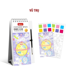 Tập tranh vẽ màu nước Keybaby tranh màu nước nén kèm cọ 24 trang kích thước 8x19cm