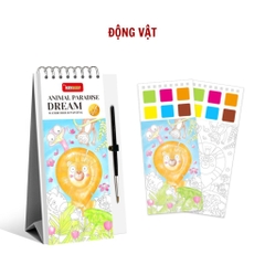 Tập tranh vẽ màu nước Keybaby tranh màu nước nén kèm cọ 24 trang kích thước 8x19cm