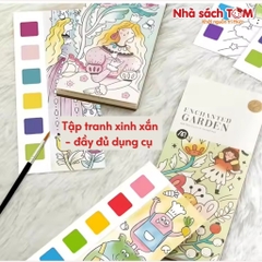 Tập tranh vẽ màu nước Keybaby tranh màu nước nén kèm cọ 24 trang kích thước 8x19cm