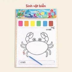 Bộ tranh tô màu Keybaby tranh tô màu nước cho bé dạng nén kèm màu và cọ