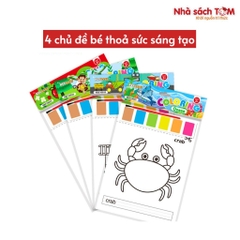 Bộ tranh tô màu Keybaby tranh tô màu nước cho bé dạng nén kèm màu và cọ