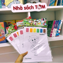 Bộ tranh tô màu Keybaby tranh tô màu nước cho bé dạng nén kèm màu và cọ