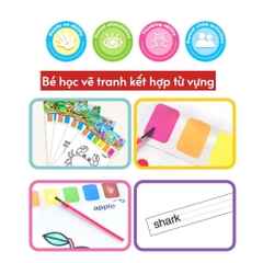Bộ tranh tô màu Keybaby tranh tô màu nước cho bé dạng nén kèm màu và cọ