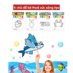 Bộ tranh tô màu Keybaby tranh tô màu nước cho bé dạng nén kèm màu và cọ