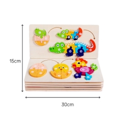 Đồ chơi tranh ghép hình 3D bộ xếp hình gỗ cho bé từ 3 tuổi