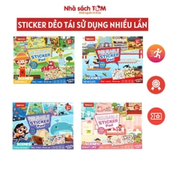 Sticker dẻo tái sử dụng nhiều lần, Keybaby, bộ đồ chơi dán đi dán lại, sáng tạo trang trí cho bé
