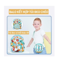 Balo mẫu giáo Supercute 2 trong 1 kết hợp túi đeo chéo ngộ nghĩnh cho bé, balo mầm non siêu nhẹ, chống nước, kiểu dáng đáng yêu  SF169