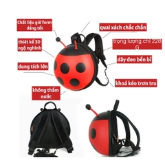 Balo chống lạc hình bọ 3D Supercute cho bé 1–5 tuổi, balo trẻ em dễ thương, nhẹ, phù hợp bé mẫu giáo