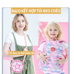 Balo mẫu giáo Supercute 2 trong 1 kết hợp túi đeo chéo ngộ nghĩnh cho bé, balo mầm non siêu nhẹ, chống nước, kiểu dáng đáng yêu  SF157